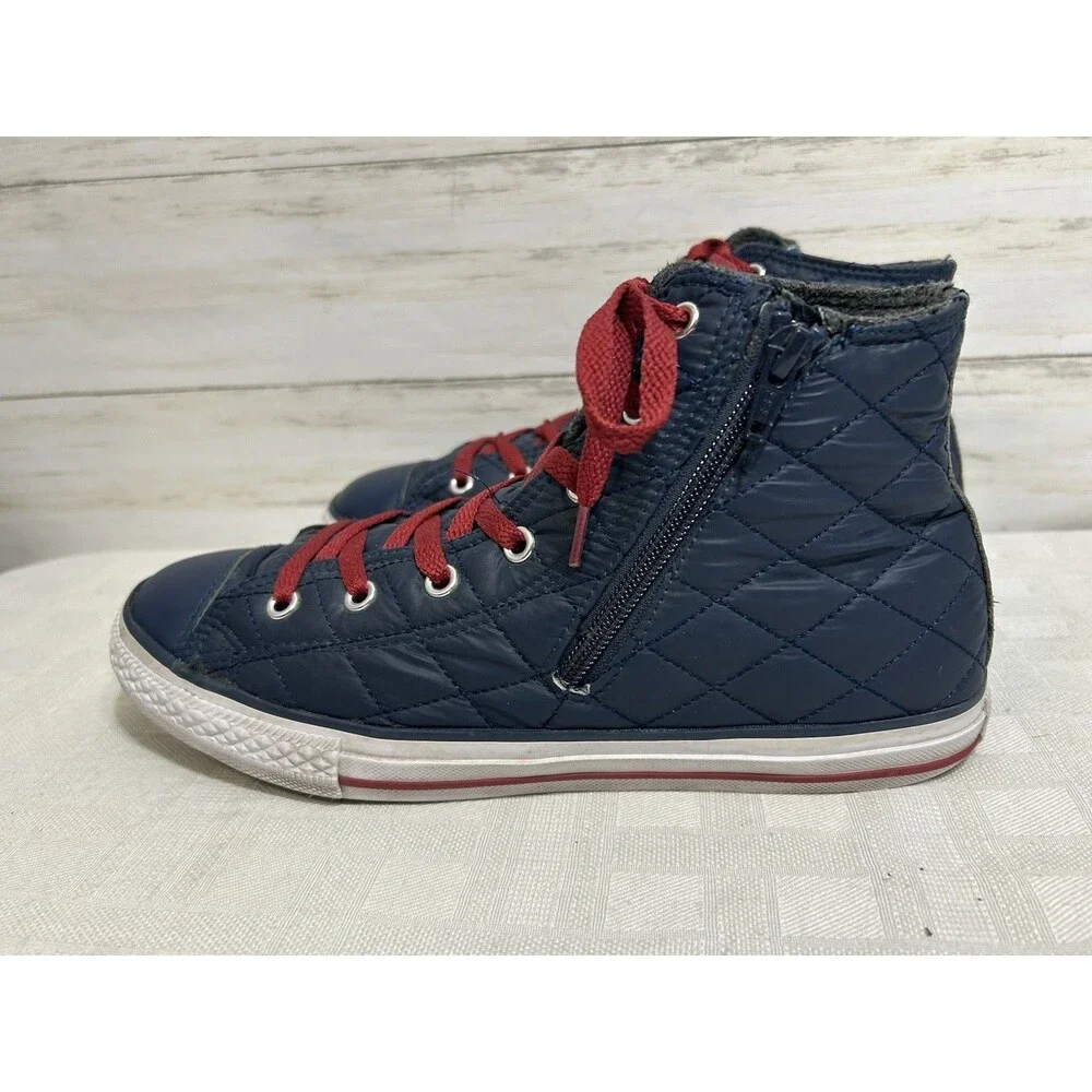 CONVERSE Chuck Taylor SIDE ZIP Blue QUILTED Junior Youth Size 6 Boy Girl Shoe